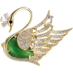 image:imageEnchanted Menagerie Brooch 8 Styles Luxury Animal Brooch Collection Gold Plated Crystal Peacock Swan Phoenix Bee Butterfly Pin for Women Elegant Jacket Blazer Scarf Hat Pin Jewelry GiftGold Crowned Swan