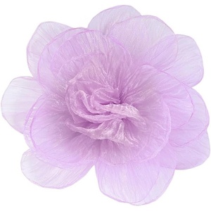 image:imageExaggerated Organza Rose Flower Large Brooch Pin for Women Elegant Fabric Floral Oversized Lapel Pins Dress Banquet Suit Clothes Accessories Wedding Party Fashion Jewelry 190mmPurple