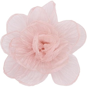 image:imageExaggerated Organza Rose Flower Large Brooch Pin for Women Elegant Fabric Floral Oversized Lapel Pins Dress Banquet Suit Clothes Accessories Wedding Party Fashion Jewelry 190mmPink
