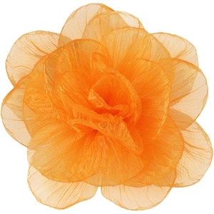 image:imageExaggerated Organza Rose Flower Large Brooch Pin for Women Elegant Fabric Floral Oversized Lapel Pins Dress Banquet Suit Clothes Accessories Wedding Party Fashion Jewelry 190mmOrange