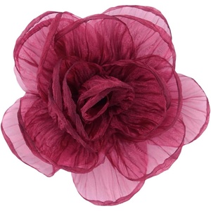 image:imageExaggerated Organza Rose Flower Large Brooch Pin for Women Elegant Fabric Floral Oversized Lapel Pins Dress Banquet Suit Clothes Accessories Wedding Party Fashion Jewelry 190mmWine Red