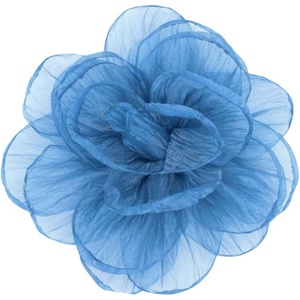 image:imageExaggerated Organza Rose Flower Large Brooch Pin for Women Elegant Fabric Floral Oversized Lapel Pins Dress Banquet Suit Clothes Accessories Wedding Party Fashion Jewelry 190mmHazy Blue