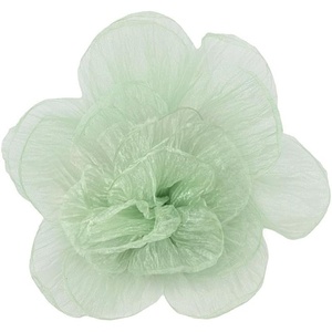 image:imageExaggerated Organza Rose Flower Large Brooch Pin for Women Elegant Fabric Floral Oversized Lapel Pins Dress Banquet Suit Clothes Accessories Wedding Party Fashion Jewelry 190mmMint Green