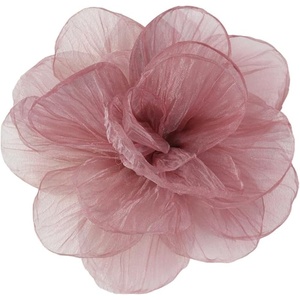 image:imageExaggerated Organza Rose Flower Large Brooch Pin for Women Elegant Fabric Floral Oversized Lapel Pins Dress Banquet Suit Clothes Accessories Wedding Party Fashion Jewelry 190mmMauve Pink