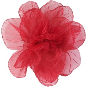 image:imageExaggerated Organza Rose Flower Large Brooch Pin for Women Elegant Fabric Floral Oversized Lapel Pins Dress Banquet Suit Clothes Accessories Wedding Party Fashion Jewelry 190mmRed