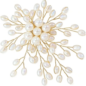 image:imageFirework Pearl Brooches for Women Large Pearl Striking Flower Lapel Brooch Pin Vintage Statement Clustered Pearls Brooches for Wedding Dress Costume Scarf Party  1pc White