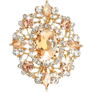 image:imageGold Crystal Brooch Champagne Gold Small Brooches Pin for Women Vintage Diamante Elegant Brooches for Clothes Sweater Coat Scarves Dress Wedding BridalGold