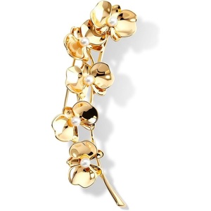 image:imageGold Flower Brooch Pin for Women Retro Pearl Orchid Flower Brooches for Women Alloy Butterfly Orchid Floral Pearl Brooch Phalaenopsis Broaches Scarf Dress Clothes Hat Wedding Party Fashion Jewelry