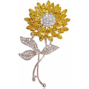image:imageGold Tone Sunflower Brooch Pin for Women Rhinestone Crystal Flower Brooch Elegant Floral Jewelry Pin for Dresses Scarves Coats Hats Bags Wedding Party Gifts
