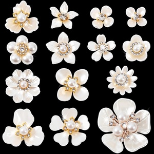 image:imageHINZIC 45pcs Rhinestone Pearl Buttons 9 Styles Flat Back Faux Pearl ButtonWhite 14Pcs 14 styles