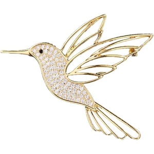 image:imageHollow Hummingbird Brooch Pin for Women CZ Rhinestone Animal Bird Lapel Pins Flying Birdie Statement Fashion Brooches Scarf Buckle Bag Clip Badge Dress Sweater Accessory Jewelry