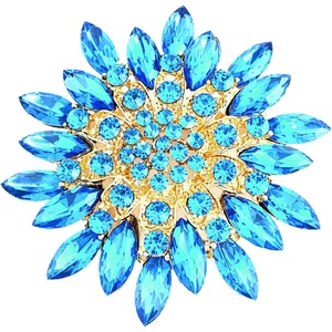 image:imageLarge Crystal Flower Brooch Pin Rhinestone Floral Lapel PinBlue