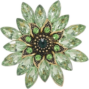 image:imageLarge Crystal Flower Brooch Pin Rhinestone Floral Lapel PinGreen