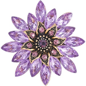 image:imageLarge Crystal Flower Brooch Pin Rhinestone Floral Lapel PinPurple