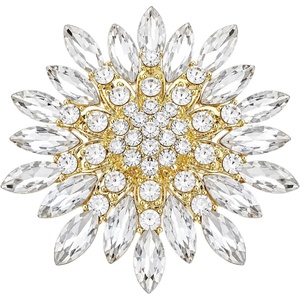 image:imageLarge Crystal Flower Brooch Pin Rhinestone Floral Lapel PinSilver