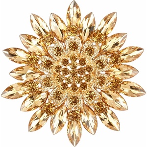 image:imageLarge Crystal Flower Brooch Pin Rhinestone Floral Lapel PinYellow