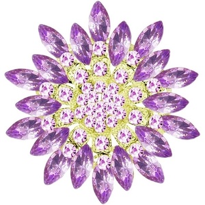 image:imageLarge Crystal Flower Brooch Pin for Women Red purple pink green Rhinestone Flower Lapel Pin Wedding Party Birthday Dance Banquet Dress Suit Ceremony Clothes Hat Bag Accessories JewelryPurple 3