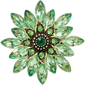 image:imageLarge Crystal Flower Brooch Pin for Women Red purple pink green Rhinestone Flower Lapel Pin Wedding Party Birthday Dance Banquet Dress Suit Ceremony Clothes Hat Bag Accessories JewelryGreen Flower Brooch Pin