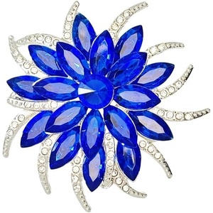 image:imageLarge Crystal Flower Brooch Pin for Women Red purple pink green Rhinestone Flower Lapel Pin Wedding Party Birthday Dance Banquet Dress Suit Ceremony Clothes Hat Bag Accessories JewelryDark Blue