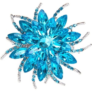 image:imageLarge Crystal Flower Brooch Pin for Women Red purple pink green Rhinestone Flower Lapel Pin Wedding Party Birthday Dance Banquet Dress Suit Ceremony Clothes Hat Bag Accessories JewelryBlue brooch