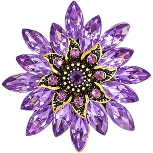 image:imageLarge Crystal Flower Brooch Pin for Women Red purple pink green Rhinestone Flower Lapel Pin Wedding Party Birthday Dance Banquet Dress Suit Ceremony Clothes Hat Bag Accessories JewelryPurple Flower Brooch Pin