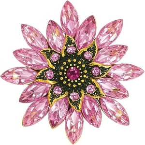 image:imageLarge Crystal Flower Brooch Pin for Women Red purple pink green Rhinestone Flower Lapel Pin Wedding Party Birthday Dance Banquet Dress Suit Ceremony Clothes Hat Bag Accessories JewelryPink Flower Brooch Pin