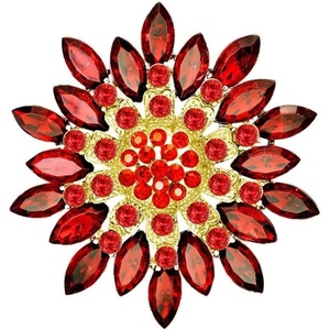 image:imageLarge Crystal Flower Brooch Pin for Women Red purple pink green Rhinestone Flower Lapel Pin Wedding Party Birthday Dance Banquet Dress Suit Ceremony Clothes Hat Bag Accessories JewelryRed 3