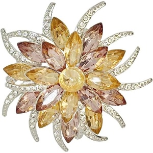 image:imageLarge Crystal Flower Brooch Pin for Women Red purple pink green Rhinestone Flower Lapel Pin Wedding Party Birthday Dance Banquet Dress Suit Ceremony Clothes Hat Bag Accessories Jewelrychampagne color