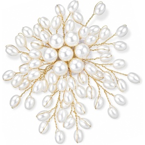 image:imageLarge Pearl Brooch for Women White Oval Flower Pearl Striking Brooch
