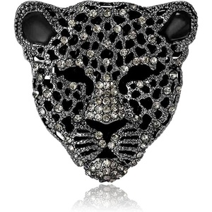 image:imageMALOYANVE Rhinestone Leopard Head Brooch Pin Vintage Black Enamel Spotted Animal Cheetah Brooch Crystal Pins for Suit Scarf Bag Hat Decoration Accessory Jewelry for WomenBlack