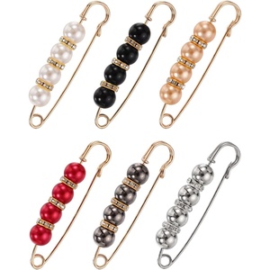 image:imageMECCANIXITY Pearl Brooch Pins Decorative Sweater Safety Pin BroochBlackPearl RedPearl ChampagneWhiteBlackSilver