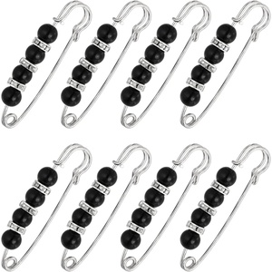 image:imageMECCANIXITY Pearl Brooch Pins Decorative Sweater Safety Pin BroochBlackSilver
