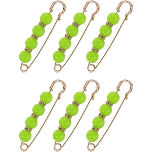image:imageMECCANIXITY Pearl Brooch Pins Decorative Sweater Safety Pin BroochBright Green
