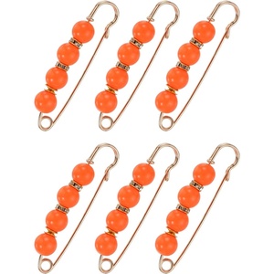 image:imageMECCANIXITY Pearl Brooch Pins Decorative Sweater Safety Pin BroochBright Orange