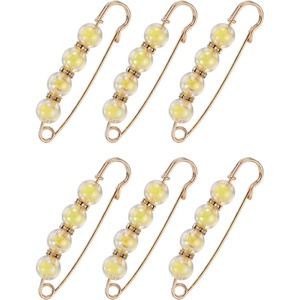 image:imageMECCANIXITY Pearl Brooch Pins Decorative Sweater Safety Pin BroochColor Yellow