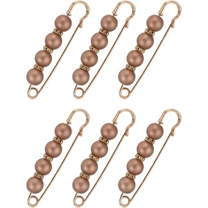 image:imageMECCANIXITY Pearl Brooch Pins Decorative Sweater Safety Pin BroochEraser Brown