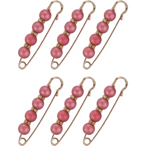 image:imageMECCANIXITY Pearl Brooch Pins Decorative Sweater Safety Pin BroochEraser Pink
