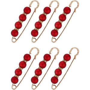 image:imageMECCANIXITY Pearl Brooch Pins Decorative Sweater Safety Pin BroochEraser Red