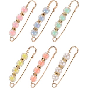 image:imageMECCANIXITY Pearl Brooch Pins Decorative Sweater Safety Pin BroochShiny Colorful