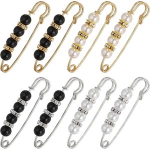 image:imageMECCANIXITY Pearl Brooch Pins Decorative Sweater Safety Pin BroochWhiteBlackGold