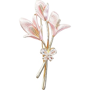 image:imagePeach Blossom Brooch for Women Pearl and Rhinestone Floral Lapel Pin Pink Enamel Flower Jewelry for Dresses Coats and Scarves Romantic Spring Summer Style Accessory for Parties and WeddingsPink2
