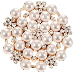 image:imagePearl Brooch 1Pcs Gold Tone Rhinestone Round Brooch Pin Elegant Vintage Brooches for Women Dresses Wedding Party Daily Wear