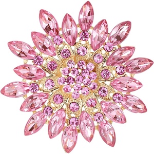 image:imagePink Brooches for Women Large Sunflower Rhinestone Brooch Vintage Bold Floral Statement Brooches Women Crystal Flower Brooch Pin for Dress Coat Hat Scarf Bag Gift