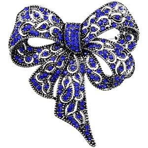 image:imageRhinestone Black Flower Brooches Women Vintage Antique Silver Brooch Pin Elegant Exquisite BrochesBowknitblue