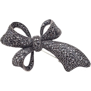 image:imageRhinestone Black Flower Brooches Women Vintage Antique Silver Brooch Pin Elegant Exquisite BrochesBowknitstyle02