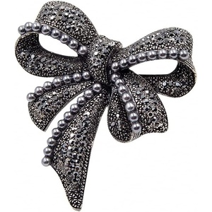 image:imageRhinestone Black Flower Brooches Women Vintage Antique Silver Brooch Pin Elegant Exquisite BrochesBowknitstyle03