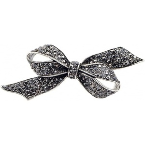 image:imageRhinestone Black Flower Brooches Women Vintage Antique Silver Brooch Pin Elegant Exquisite BrochesBowknitstyle04