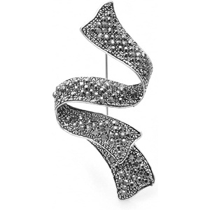 image:imageRhinestone Black Flower Brooches Women Vintage Antique Silver Brooch Pin Elegant Exquisite BrochesRibbonblack