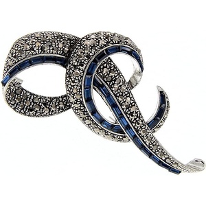 image:imageRhinestone Black Flower Brooches Women Vintage Antique Silver Brooch Pin Elegant Exquisite BrochesRibbonblue