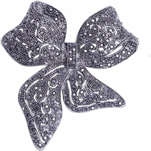 image:imageRhinestone Black Flower Brooches Women Vintage Antique Silver Brooch Pin Elegant Exquisite BrochesZ01
